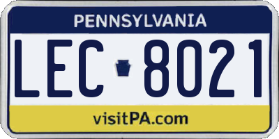 PA license plate LEC8021