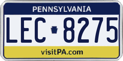PA license plate LEC8275