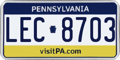 PA license plate LEC8703