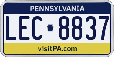 PA license plate LEC8837