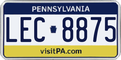 PA license plate LEC8875