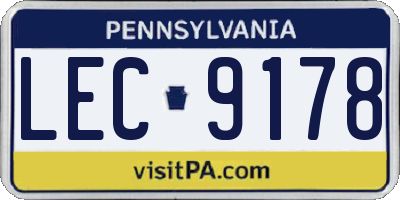 PA license plate LEC9178
