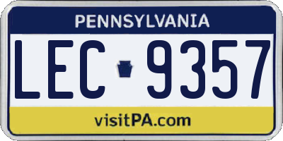 PA license plate LEC9357