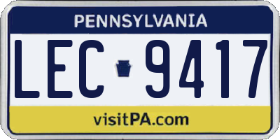 PA license plate LEC9417