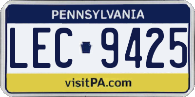 PA license plate LEC9425