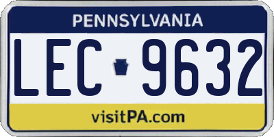 PA license plate LEC9632