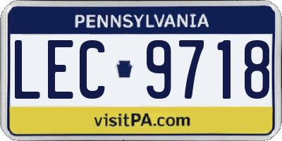 PA license plate LEC9718