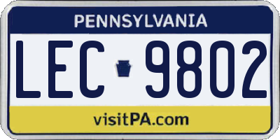PA license plate LEC9802