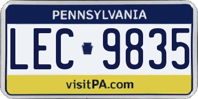 PA license plate LEC9835