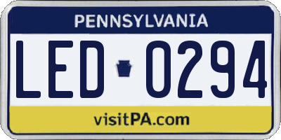 PA license plate LED0294
