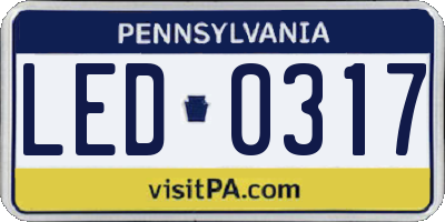 PA license plate LED0317