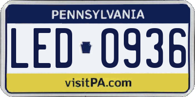 PA license plate LED0936
