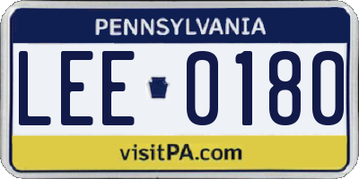 PA license plate LEE0180