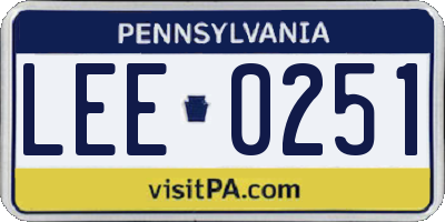 PA license plate LEE0251