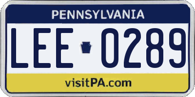 PA license plate LEE0289