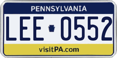 PA license plate LEE0552