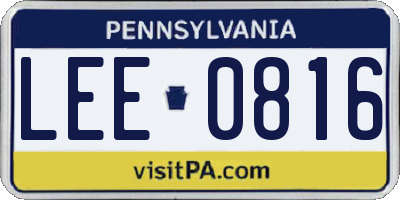 PA license plate LEE0816