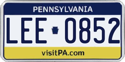 PA license plate LEE0852