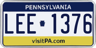 PA license plate LEE1376