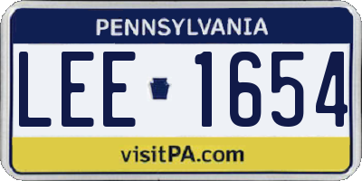 PA license plate LEE1654