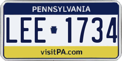 PA license plate LEE1734