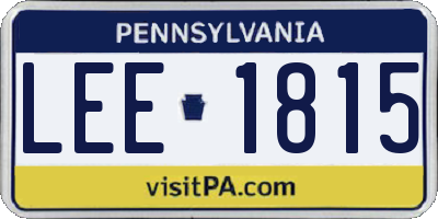PA license plate LEE1815