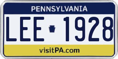 PA license plate LEE1928