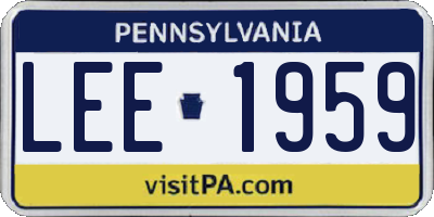 PA license plate LEE1959