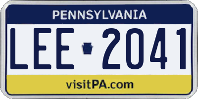 PA license plate LEE2041