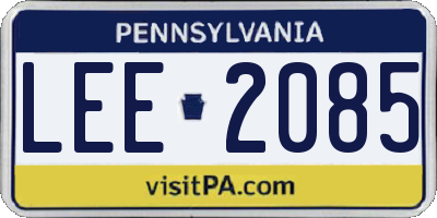 PA license plate LEE2085