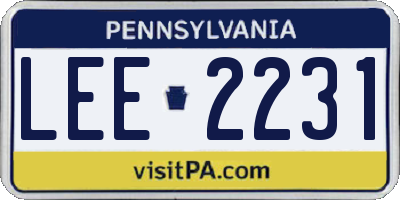 PA license plate LEE2231