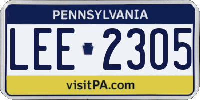PA license plate LEE2305