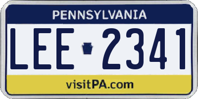 PA license plate LEE2341