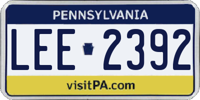 PA license plate LEE2392