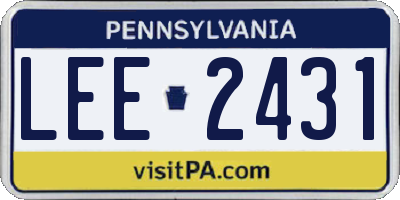 PA license plate LEE2431