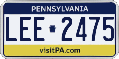 PA license plate LEE2475