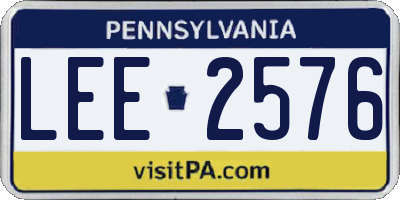 PA license plate LEE2576