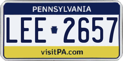 PA license plate LEE2657