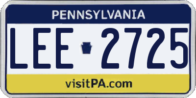 PA license plate LEE2725