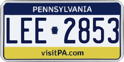 PA license plate LEE2853