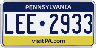 PA license plate LEE2933
