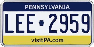 PA license plate LEE2959