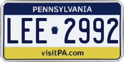 PA license plate LEE2992