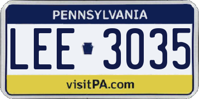 PA license plate LEE3035