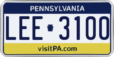 PA license plate LEE3100