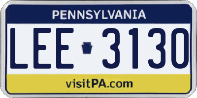 PA license plate LEE3130