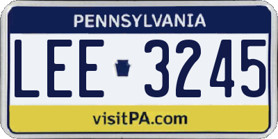 PA license plate LEE3245
