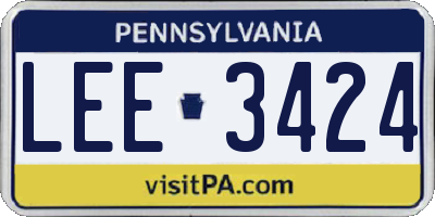 PA license plate LEE3424