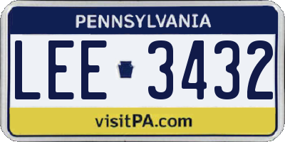 PA license plate LEE3432