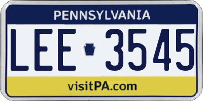 PA license plate LEE3545